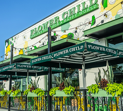 Exterior image of a Flower Child restaurant